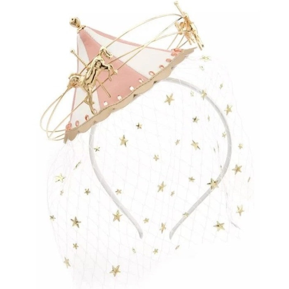 Disney King Arthur Carrousel Headband Gold Horses Mesh Veil 2022